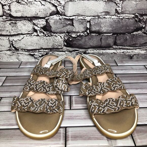 Beautifeel Taupe Patent Leather White Dotted Strap Sandals Women Sz 41EU/10.5US - Picture 2 of 16